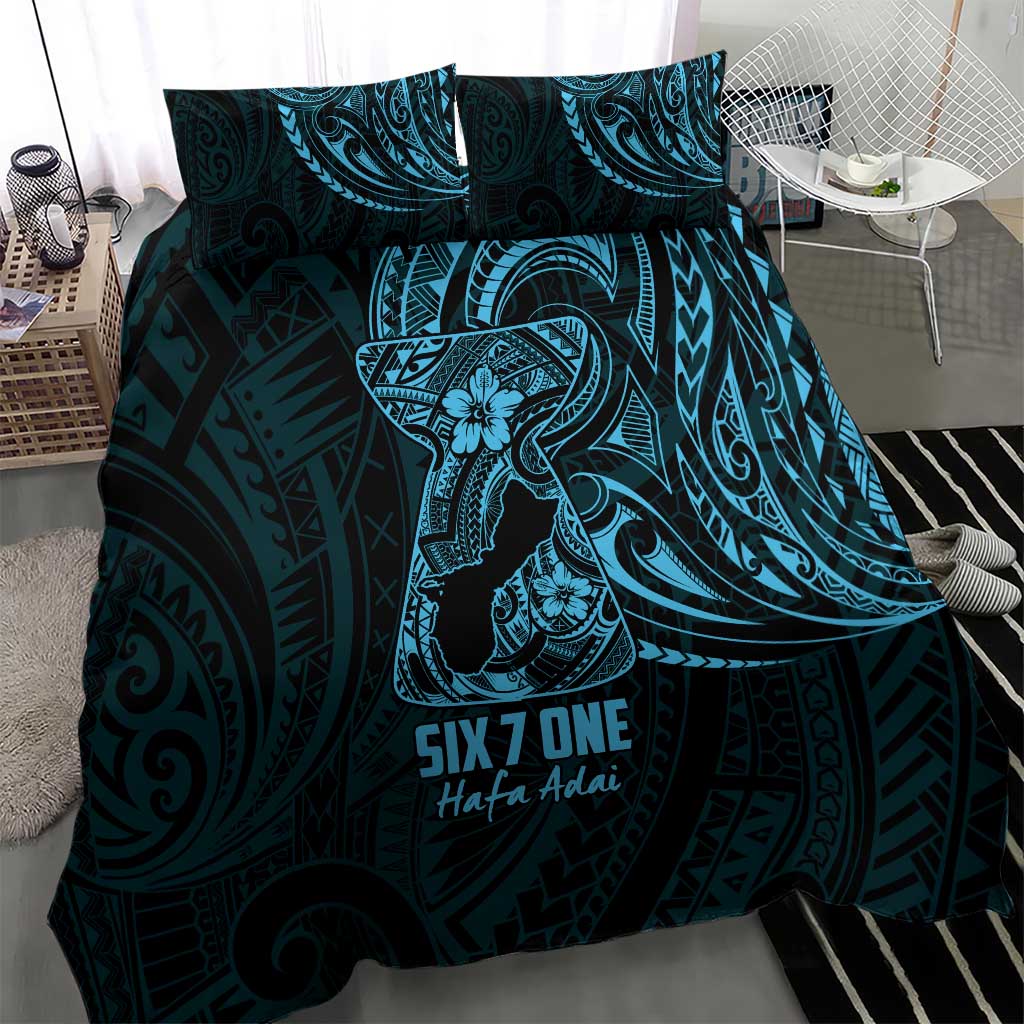 Blue Guam Latte Stone Tribal Tattoo Bedding Set Hafa Adai Six 7 One LT9 - Polynesian Pride