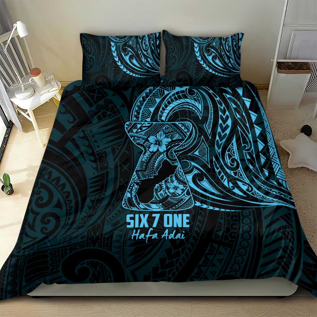 Blue Guam Latte Stone Tribal Tattoo Bedding Set Hafa Adai Six 7 One LT9 - Polynesian Pride
