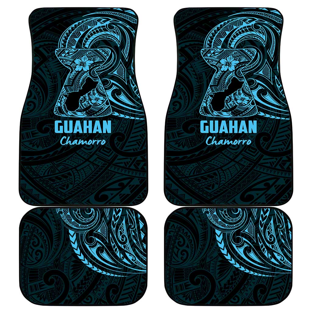 Blue Guam Latte Stone Tribal Tattoo Car Mats Hafa Adai Six 7 One LT9 - Polynesian Pride