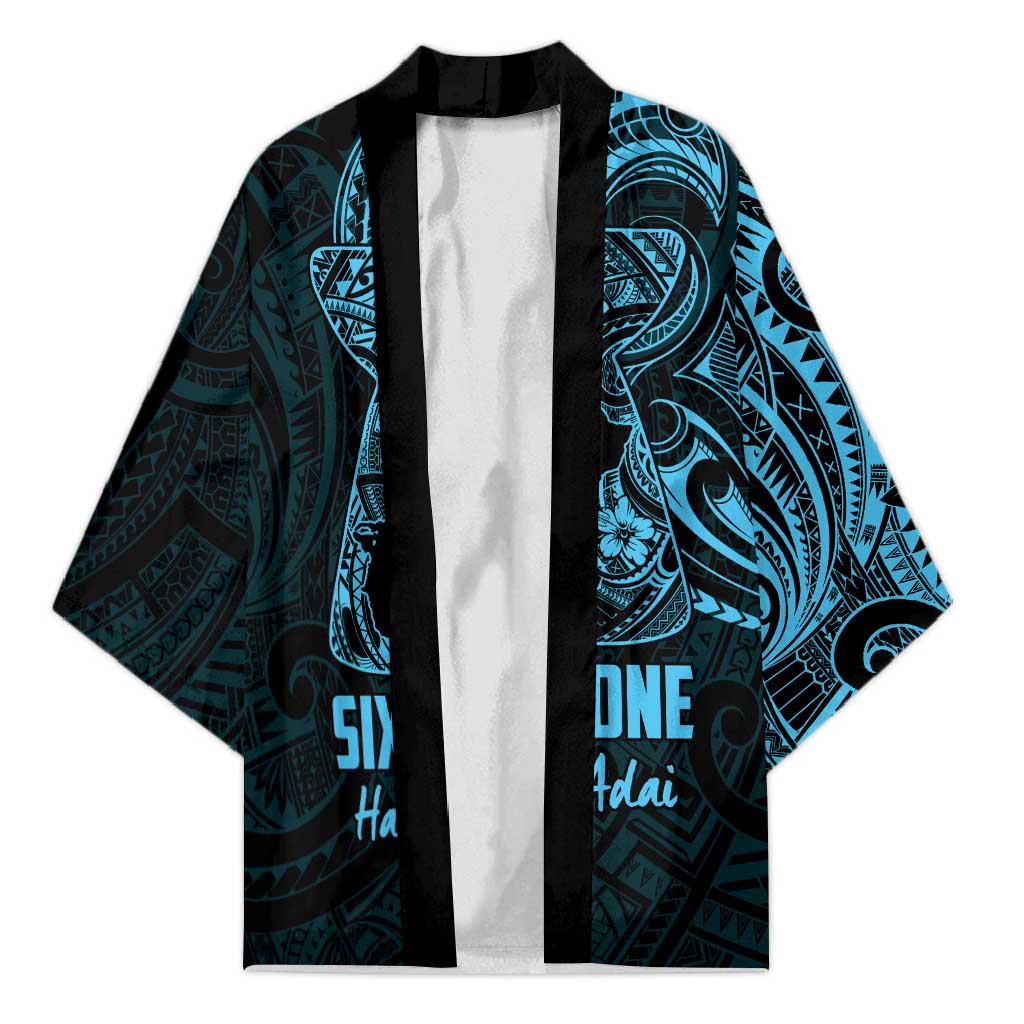 Blue Guam Latte Stone Tribal Tattoo Kimono Hafa Adai Six 7 One LT9 Unisex Blue - Polynesian Pride