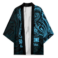 Blue Guam Latte Stone Tribal Tattoo Kimono Hafa Adai Six 7 One LT9 Unisex Blue - Polynesian Pride