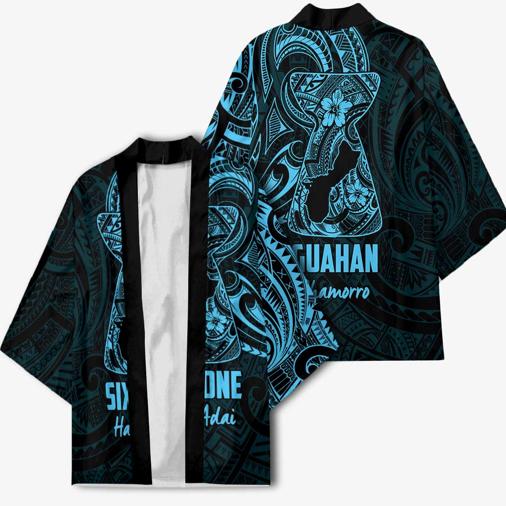 Blue Guam Latte Stone Tribal Tattoo Kimono Hafa Adai Six 7 One LT9 - Polynesian Pride