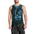 Blue Guam Latte Stone Tribal Tattoo Men Tank Top Hafa Adai Six 7 One