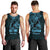 Blue Guam Latte Stone Tribal Tattoo Men Tank Top Hafa Adai Six 7 One