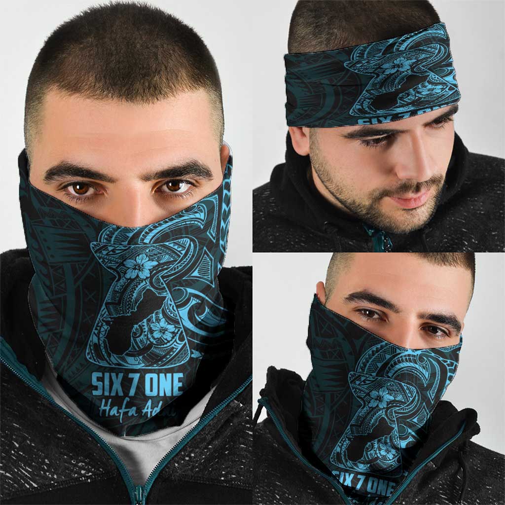 Blue Guam Latte Stone Tribal Tattoo Neck Gaiter Hafa Adai Six 7 One LT9 - Polynesian Pride