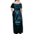 Blue Guam Latte Stone Tribal Tattoo Off Shoulder Maxi Dress Hafa Adai Six 7 One