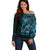 Blue Guam Latte Stone Tribal Tattoo Off Shoulder Sweater Hafa Adai Six 7 One