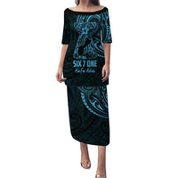 Blue Guam Latte Stone Tribal Tattoo Puletasi Hafa Adai Six 7 One LT9 Long Dress Blue - Polynesian Pride
