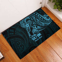 Blue Guam Latte Stone Tribal Tattoo Rubber Doormat Hafa Adai Six 7 One LT9 - Polynesian Pride