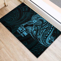 Blue Guam Latte Stone Tribal Tattoo Rubber Doormat Hafa Adai Six 7 One LT9 - Polynesian Pride