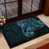 Blue Guam Latte Stone Tribal Tattoo Rubber Doormat Hafa Adai Six 7 One LT9 - Polynesian Pride