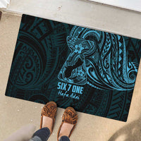 Blue Guam Latte Stone Tribal Tattoo Rubber Doormat Hafa Adai Six 7 One LT9 - Polynesian Pride