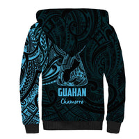 Blue Guam Latte Stone Tribal Tattoo Sherpa Hoodie Hafa Adai Six 7 One LT9 - Polynesian Pride