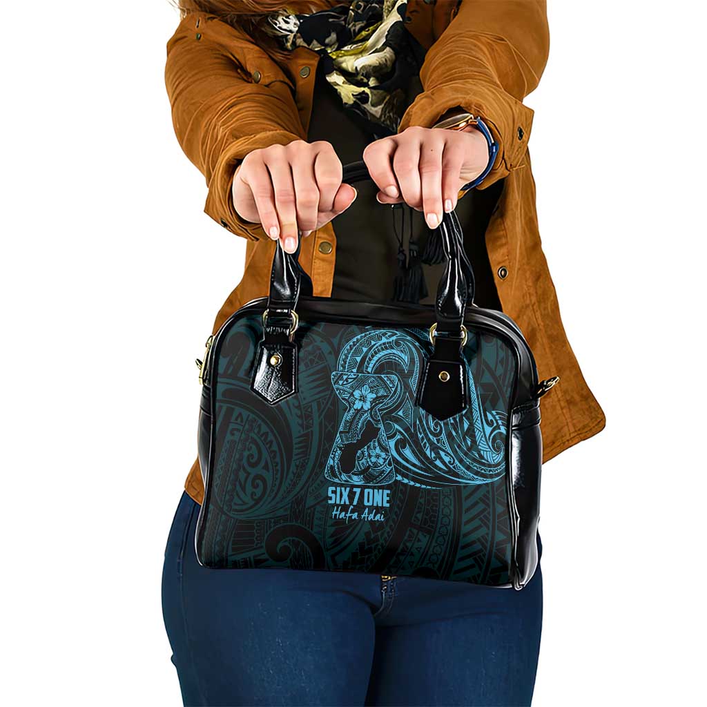 Blue Guam Latte Stone Tribal Tattoo Shoulder Handbag Hafa Adai Six 7 One LT9 One Size Blue - Polynesian Pride