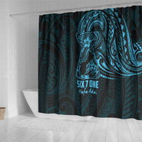 Blue Guam Latte Stone Tribal Tattoo Shower Curtain Hafa Adai Six 7 One LT9 - Polynesian Pride