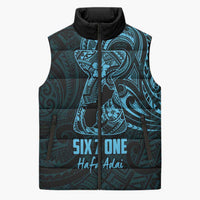 Blue Guam Latte Stone Tribal Tattoo Sleeveless Puffer Jacket Hafa Adai Six 7 One LT9 Unisex Blue - Polynesian Pride