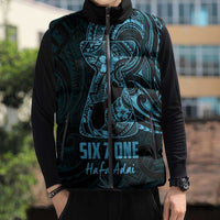 Blue Guam Latte Stone Tribal Tattoo Sleeveless Puffer Jacket Hafa Adai Six 7 One LT9 - Polynesian Pride