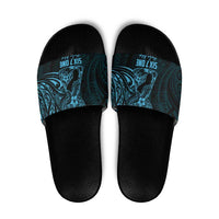 Blue Guam Latte Stone Tribal Tattoo Slide Sandals Hafa Adai Six 7 One LT9 Blue - Polynesian Pride