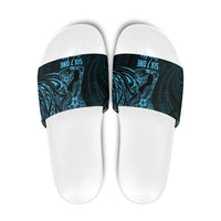 Blue Guam Latte Stone Tribal Tattoo Slide Sandals Hafa Adai Six 7 One LT9 Blue - Polynesian Pride