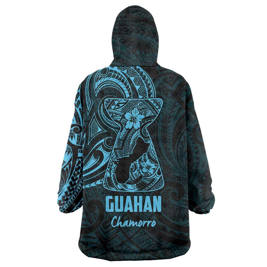 Blue Guam Latte Stone Tribal Tattoo Wearable Blanket Hoodie Hafa Adai Six 7 One LT9 - Polynesian Pride