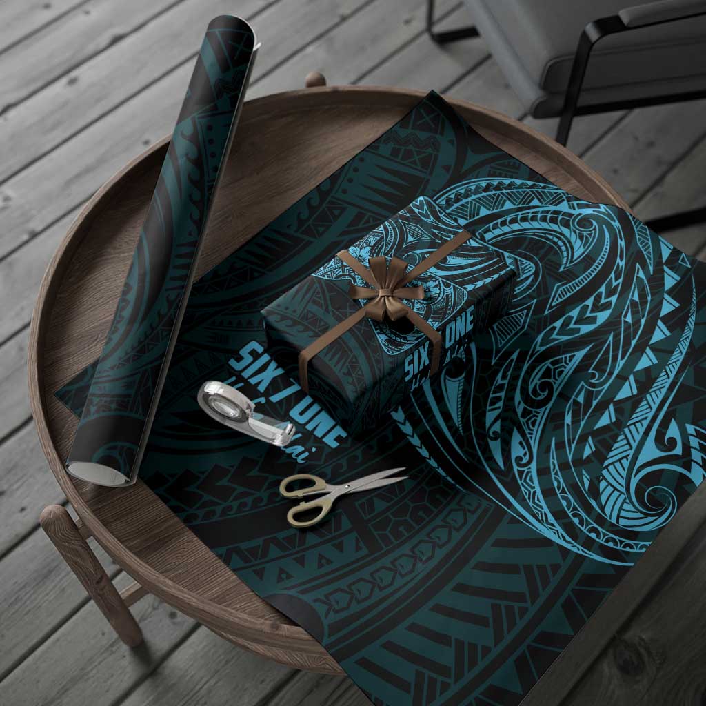 Blue Guam Latte Stone Tribal Tattoo Wrapping Paper Hafa Adai Six 7 One LT9 - Polynesian Pride