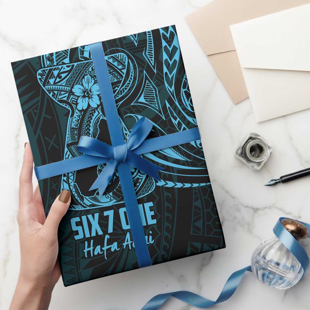 Blue Guam Latte Stone Tribal Tattoo Wrapping Paper Hafa Adai Six 7 One LT9 - Polynesian Pride