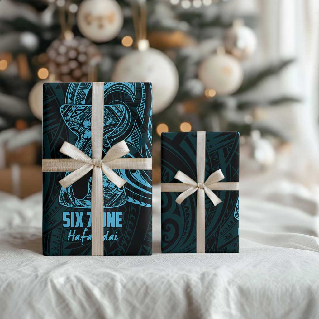 Blue Guam Latte Stone Tribal Tattoo Wrapping Paper Hafa Adai Six 7 One LT9 - Polynesian Pride