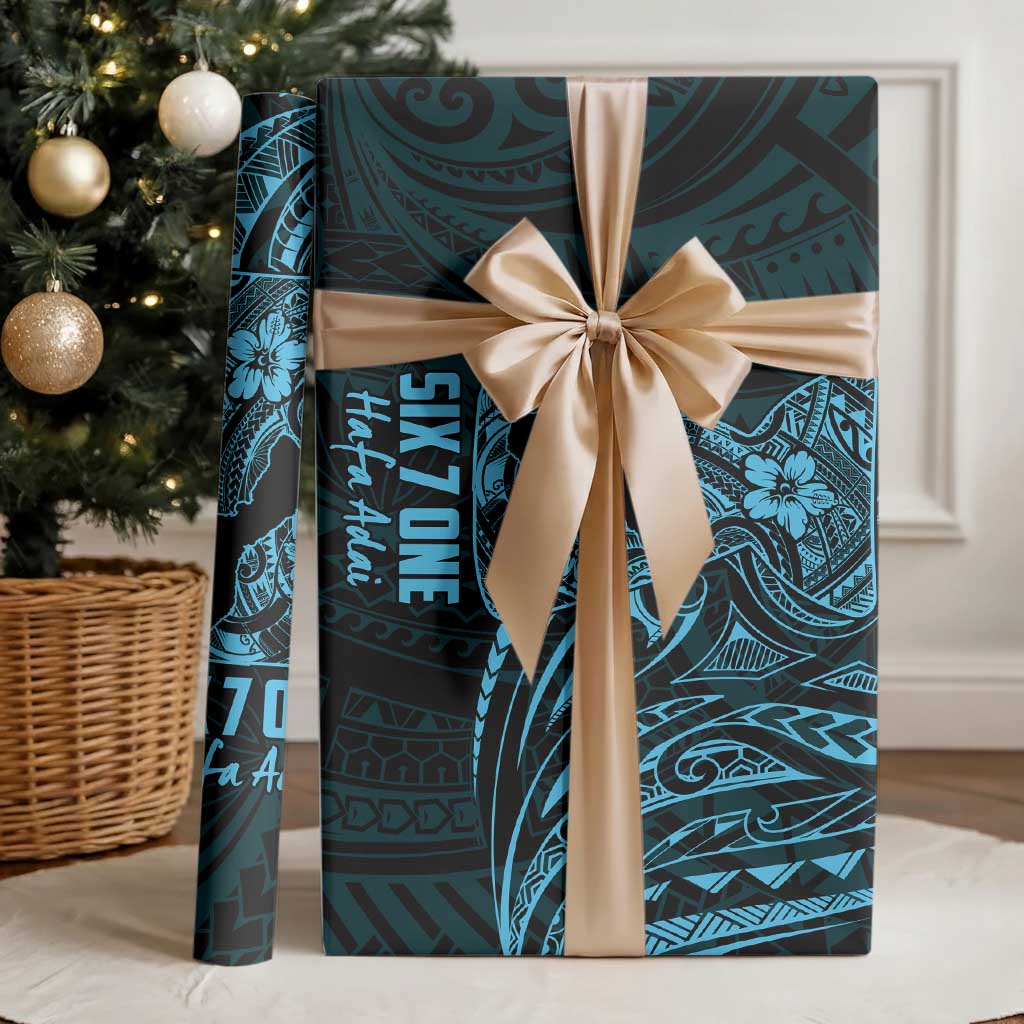 Blue Guam Latte Stone Tribal Tattoo Wrapping Paper Hafa Adai Six 7 One LT9 - Polynesian Pride