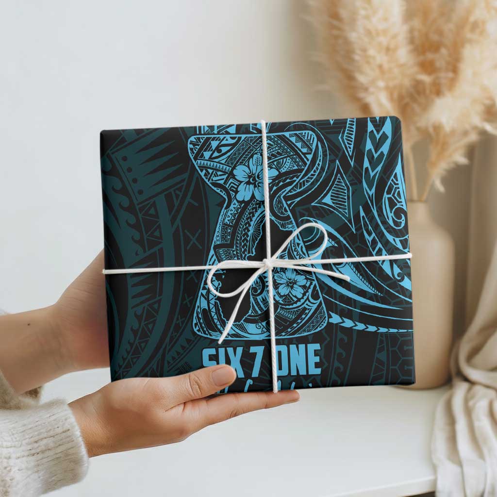 Blue Guam Latte Stone Tribal Tattoo Wrapping Paper Hafa Adai Six 7 One LT9 - Polynesian Pride