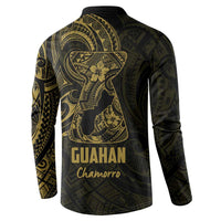 Gold Guam Latte Stone Tribal Tattoo Button Sweatshirt Hafa Adai Six 7 One LT9 - Polynesian Pride