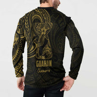 Gold Guam Latte Stone Tribal Tattoo Button Sweatshirt Hafa Adai Six 7 One LT9 - Polynesian Pride