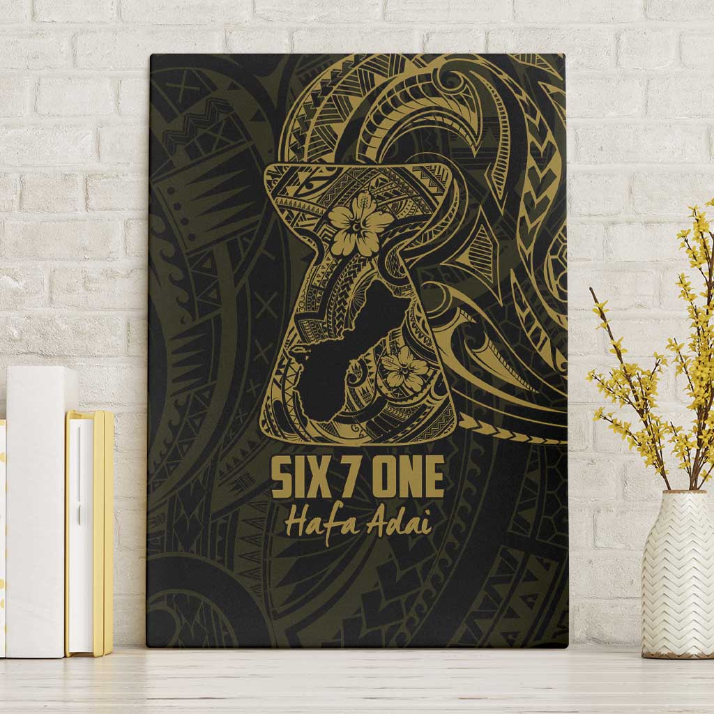 Gold Guam Latte Stone Tribal Tattoo Canvas Wall Art Hafa Adai Six 7 One LT9 Without Frame Gold - Polynesian Pride