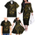 Gold Guam Latte Stone Tribal Tattoo Family Matching Off The Shoulder Long Sleeve Dress and Hawaiian Shirt Hafa Adai Six 7 One