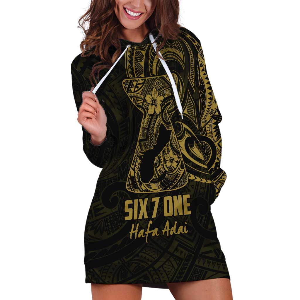 Gold Guam Latte Stone Tribal Tattoo Hoodie Dress Hafa Adai Six 7 One