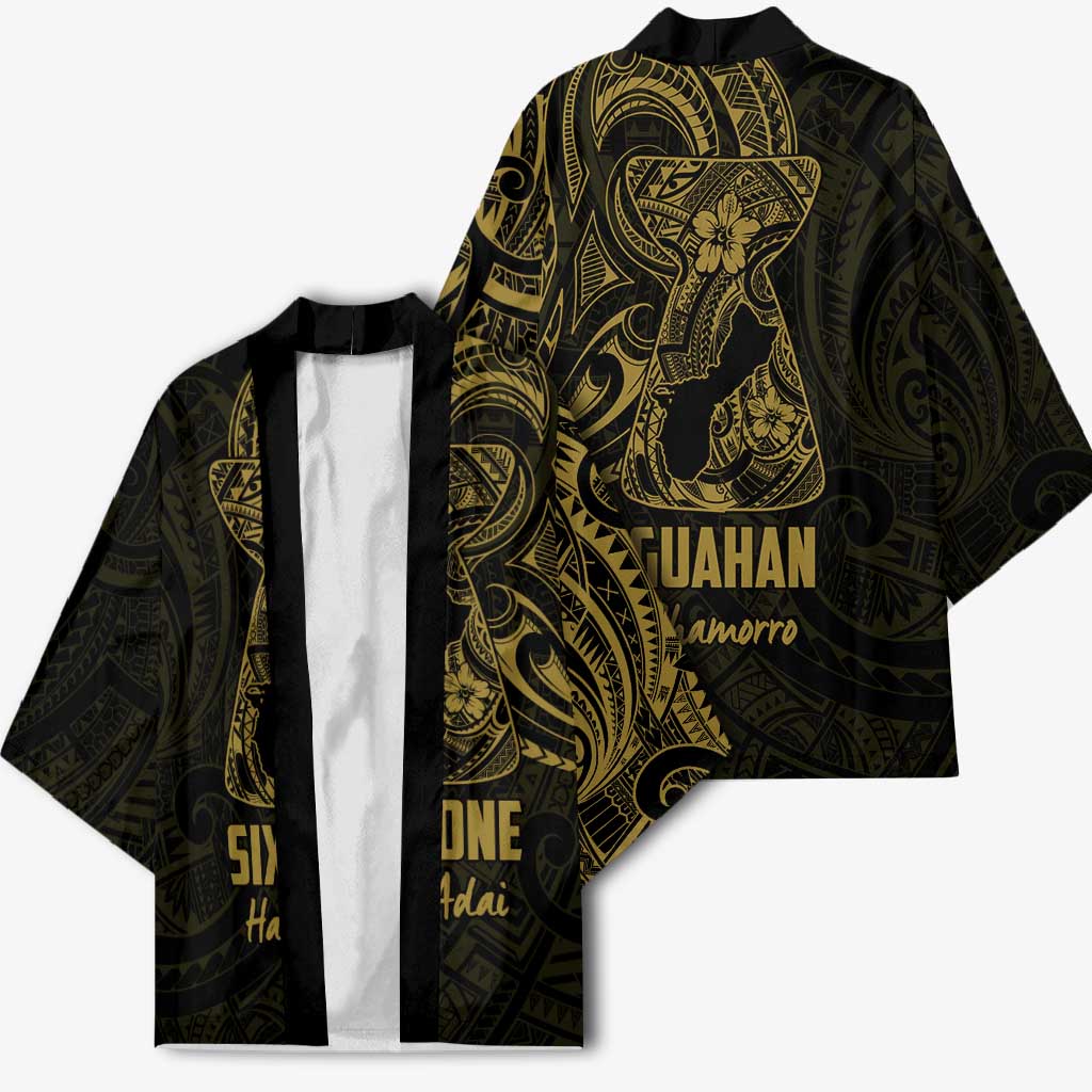 Gold Guam Latte Stone Tribal Tattoo Kimono Hafa Adai Six 7 One LT9 - Polynesian Pride