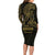 Gold Guam Latte Stone Tribal Tattoo Long Sleeve Bodycon Dress Hafa Adai Six 7 One