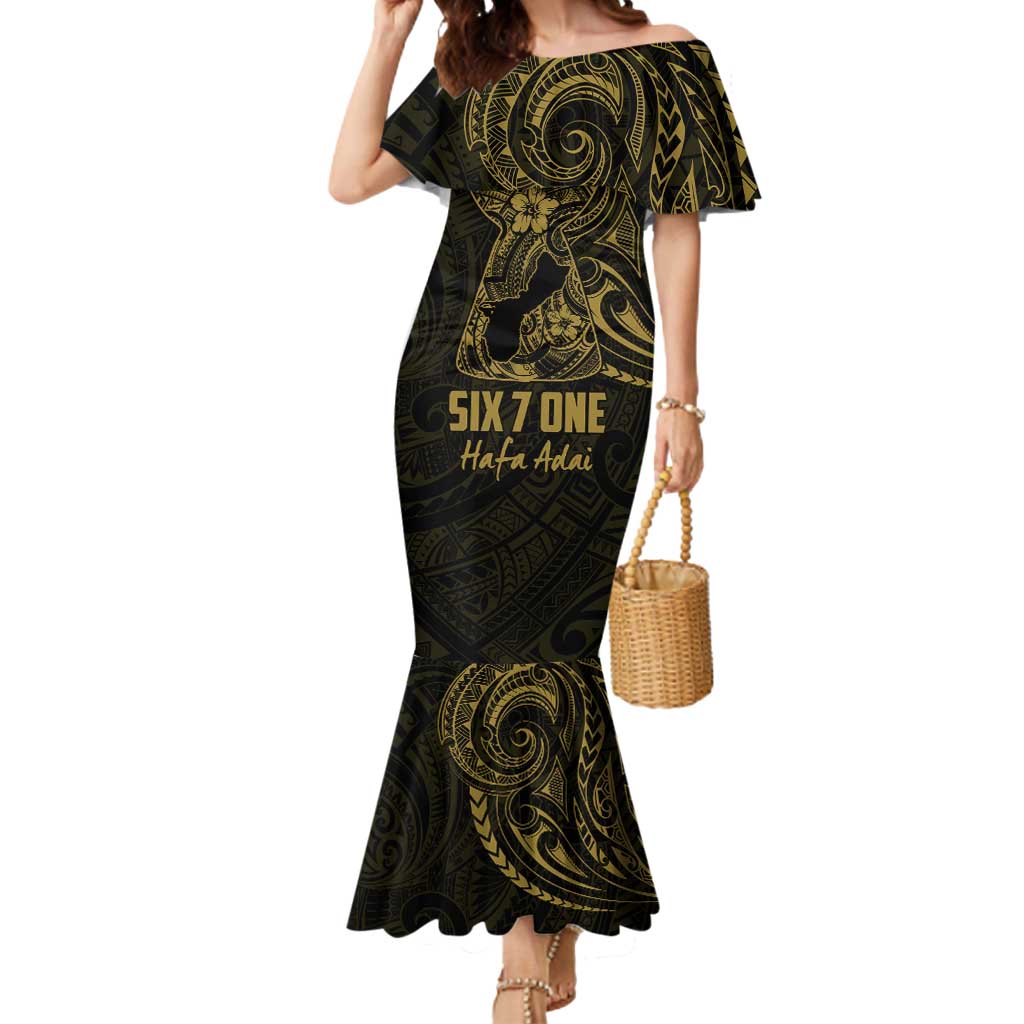 Gold Guam Latte Stone Tribal Tattoo Mermaid Dress Hafa Adai Six 7 One LT9 Women Gold - Polynesian Pride
