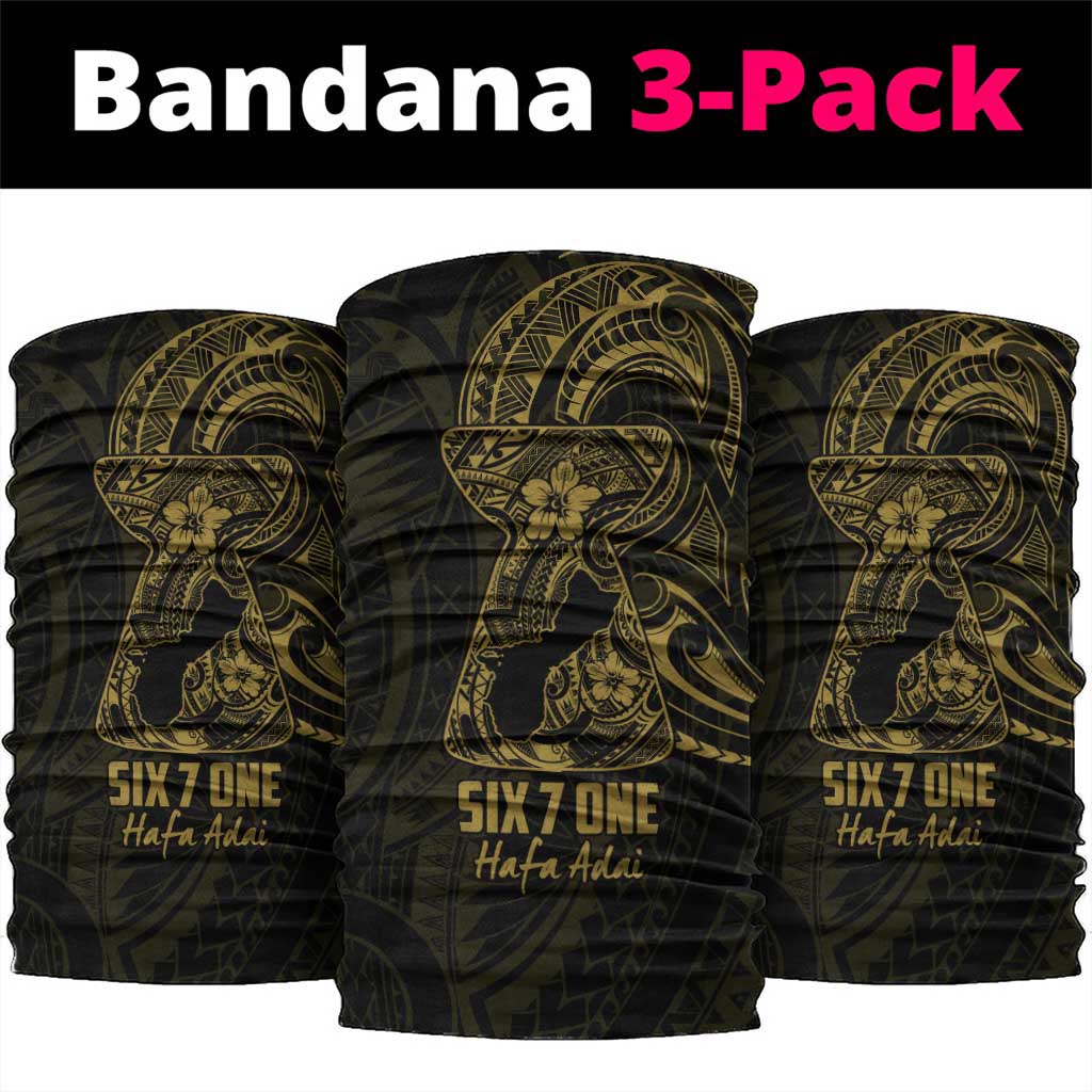Gold Guam Latte Stone Tribal Tattoo Neck Gaiter Hafa Adai Six 7 One LT9 package One Size: 25*50cm Gold - Polynesian Pride