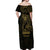 Gold Guam Latte Stone Tribal Tattoo Off Shoulder Maxi Dress Hafa Adai Six 7 One