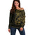 Gold Guam Latte Stone Tribal Tattoo Off Shoulder Sweater Hafa Adai Six 7 One