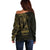 Gold Guam Latte Stone Tribal Tattoo Off Shoulder Sweater Hafa Adai Six 7 One