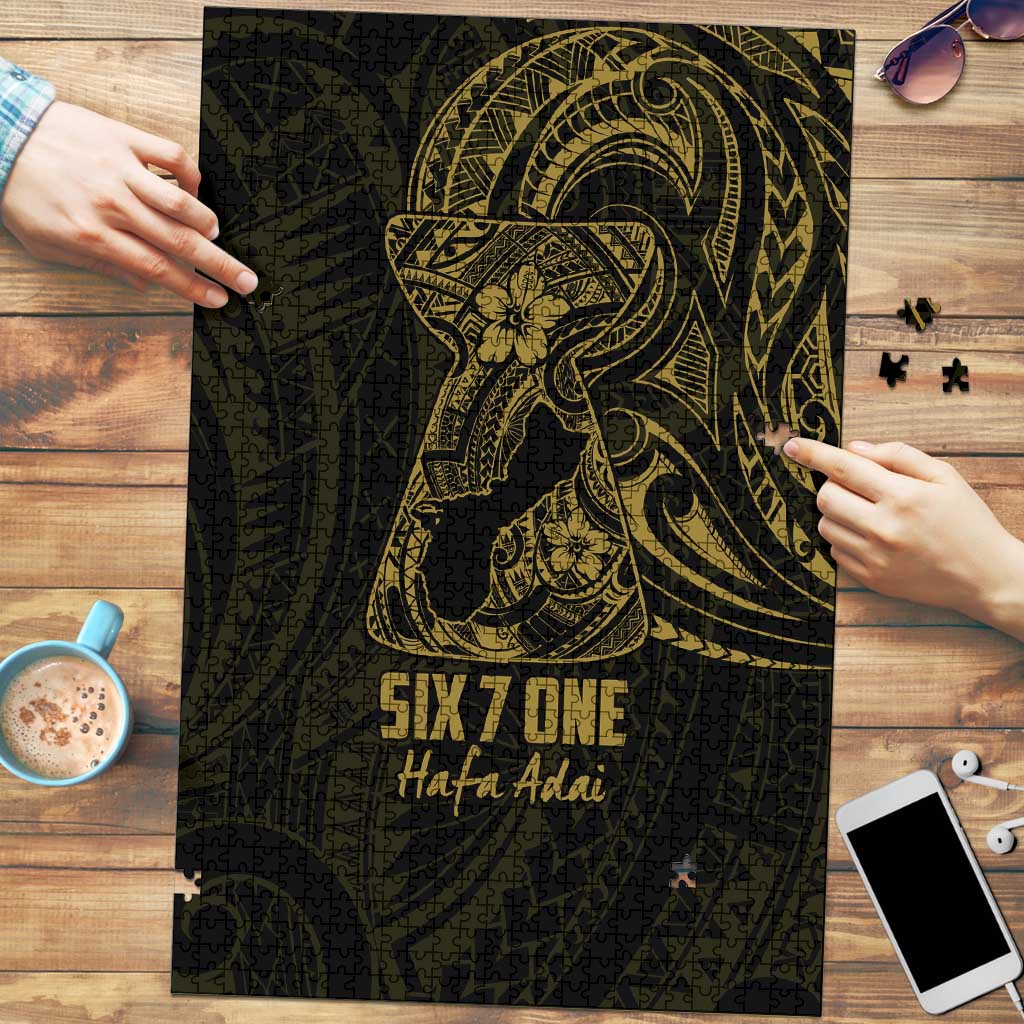 Gold Guam Latte Stone Tribal Tattoo Puzzle Hafa Adai Six 7 One LT9 Gold - Polynesian Pride