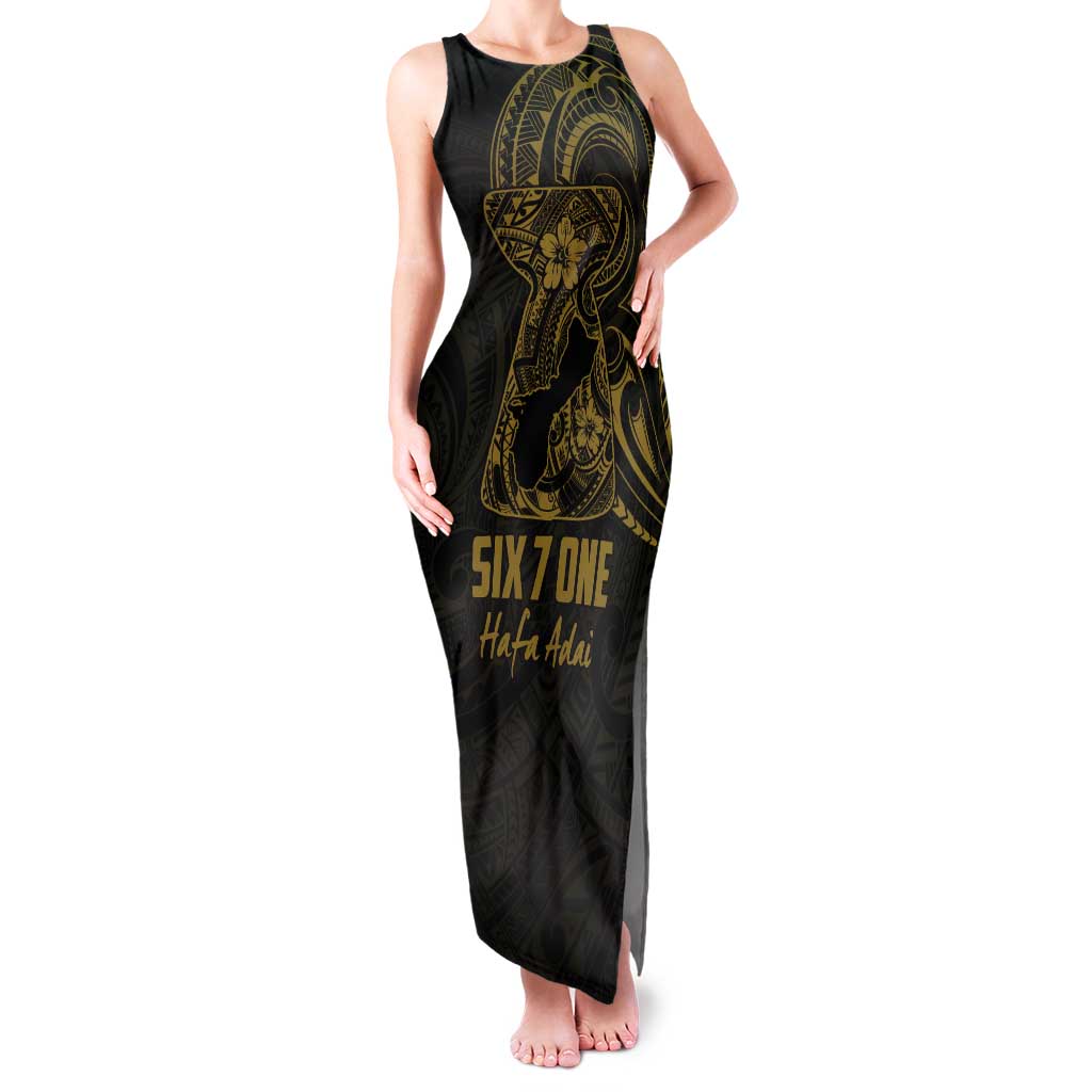 Gold Guam Latte Stone Tribal Tattoo Tank Maxi Dress Hafa Adai Six 7 One LT9 Women Gold - Polynesian Pride