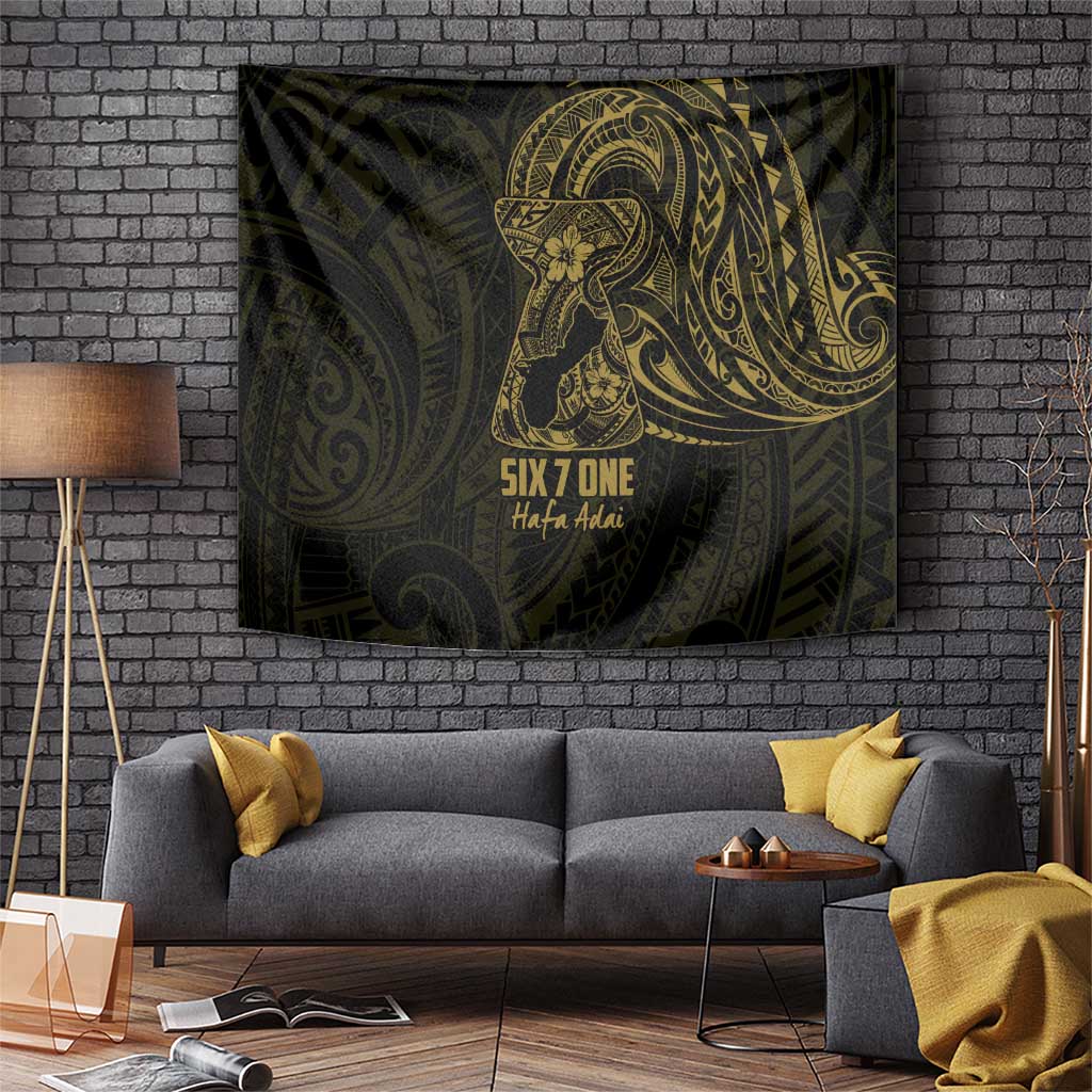 Gold Guam Latte Stone Tribal Tattoo Tapestry Hafa Adai Six 7 One LT9 Gold - Polynesian Pride