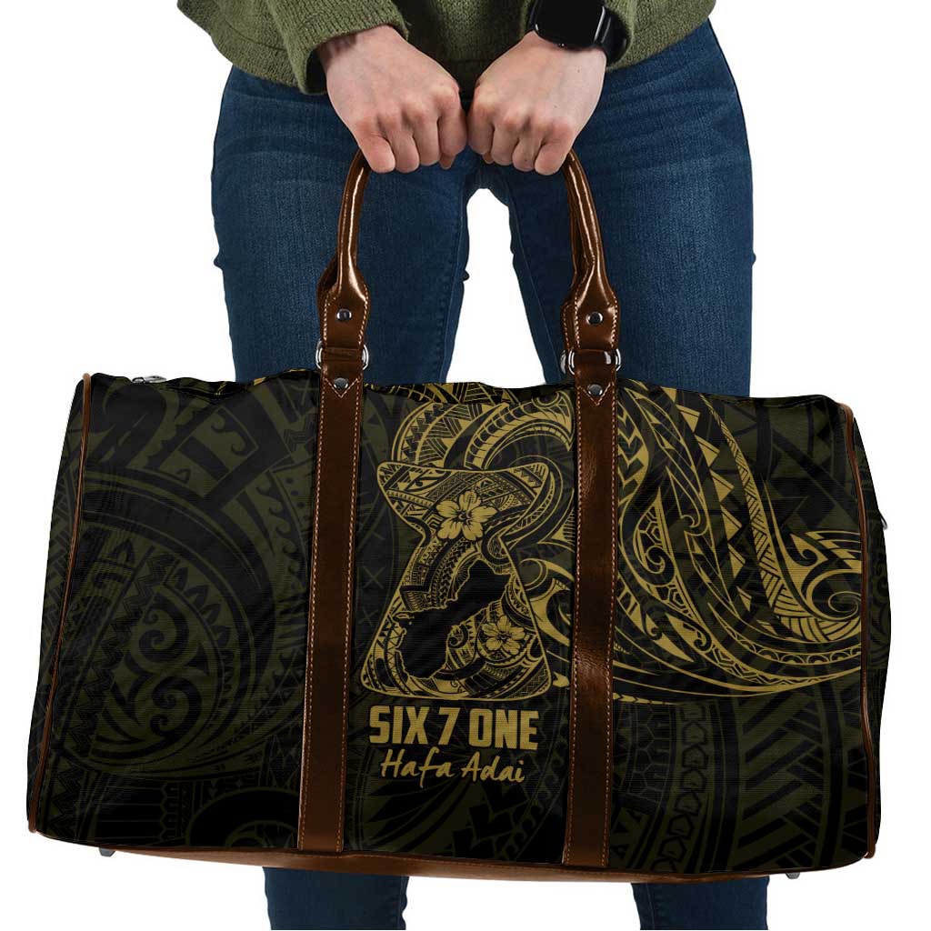 Gold Guam Latte Stone Tribal Tattoo Travel Bag Hafa Adai Six 7 One LT9 Gold - Polynesian Pride