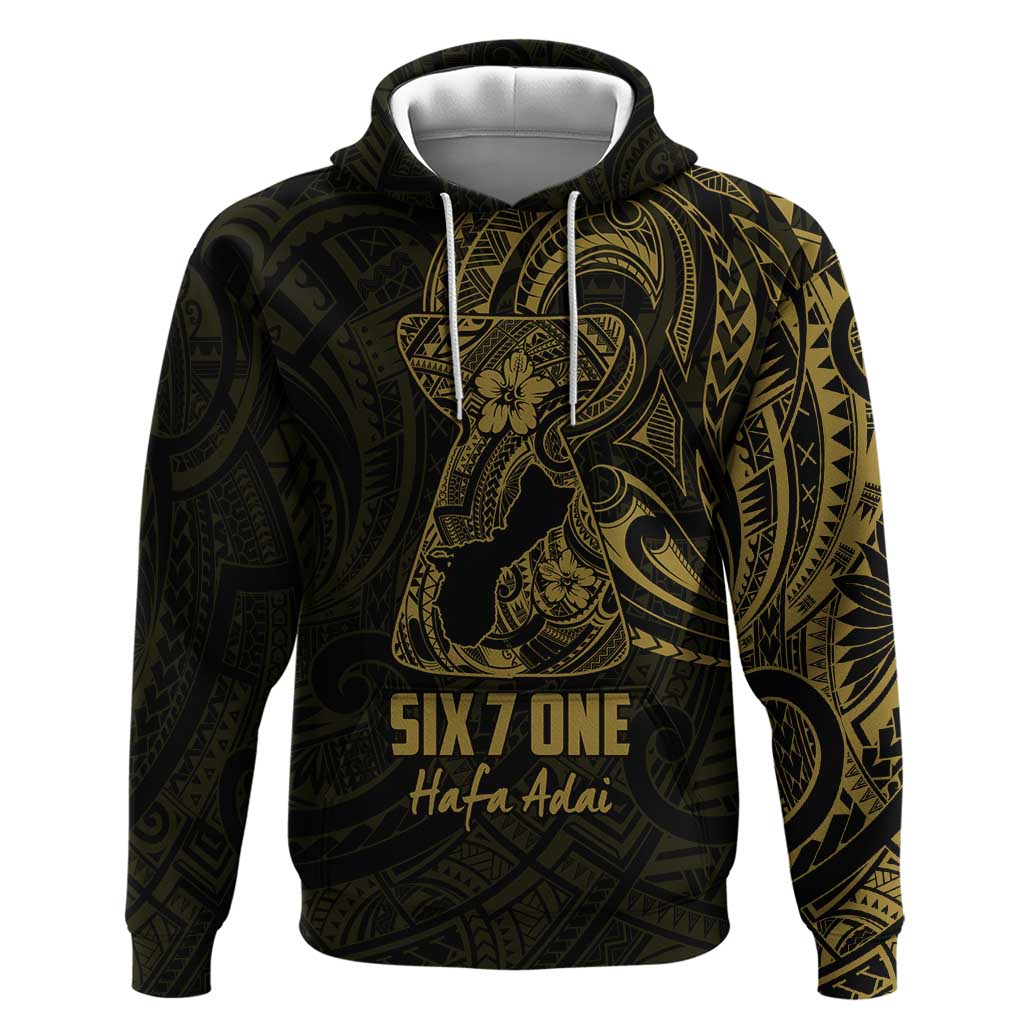 Gold Guam Latte Stone Tribal Tattoo Zip Hoodie Hafa Adai Six 7 One LT9 Pullover Hoodie Gold - Polynesian Pride