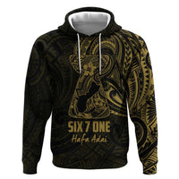 Gold Guam Latte Stone Tribal Tattoo Zip Hoodie Hafa Adai Six 7 One LT9 Pullover Hoodie Gold - Polynesian Pride