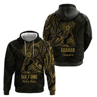 Gold Guam Latte Stone Tribal Tattoo Zip Hoodie Hafa Adai Six 7 One LT9 - Polynesian Pride