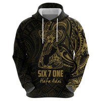 Gold Guam Latte Stone Tribal Tattoo Zip Hoodie Hafa Adai Six 7 One LT9 - Polynesian Pride