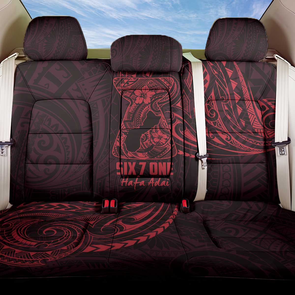 Oxblood Guam Latte Stone Tribal Tattoo Back Car Seat Cover Hafa Adai Six 7 One LT9 One Size Oxblood - Polynesian Pride